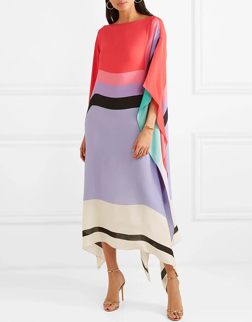 Multi Latest Soft Silk Crepe Kaftan Back View