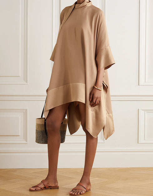 Trendy Designer Party Wear Kaftan Style One Piece Beige Korean Nida Suit Front View