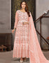 Peach Anarkali style Salwar Suit Butterfly Net Salwar Kameez in Embroidery, Sequins, Daimonds & Lace Work