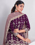 Purple Sharara style Suits Faux Georgette Salwar Kameez in Embroidery, Sequins & Lace Work Closure View