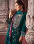 Heavy Designer Wedding Wear Velvet Salwar Suit Bottle Green Velvet Pant Straight Close-up View