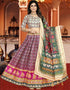 Designer Party Wear Digital Print Work Lehenga Choli Collection Buttery White Dola Silk Lehenga Choli Front View