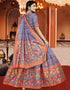 Designer Party Wear Digital Print Work Lehenga Choli Collection Purple Heart Dola Silk Lehenga Choli Close-up View