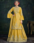 Indian Yellow Chinnon Lehenga Suit Closure View