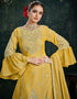 Indian Yellow Chinnon Lehenga Suit Back View
