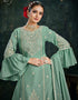 Summer Green Chinnon Lehenga Suit Back View
