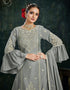 Cool Grey Chinnon Lehenga Suit Back View