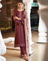 Light Wine Pant style Suit Pure Russian Butti Jacquard Salwar Kameez in Jacquard Print, Embroidery & Lace Work