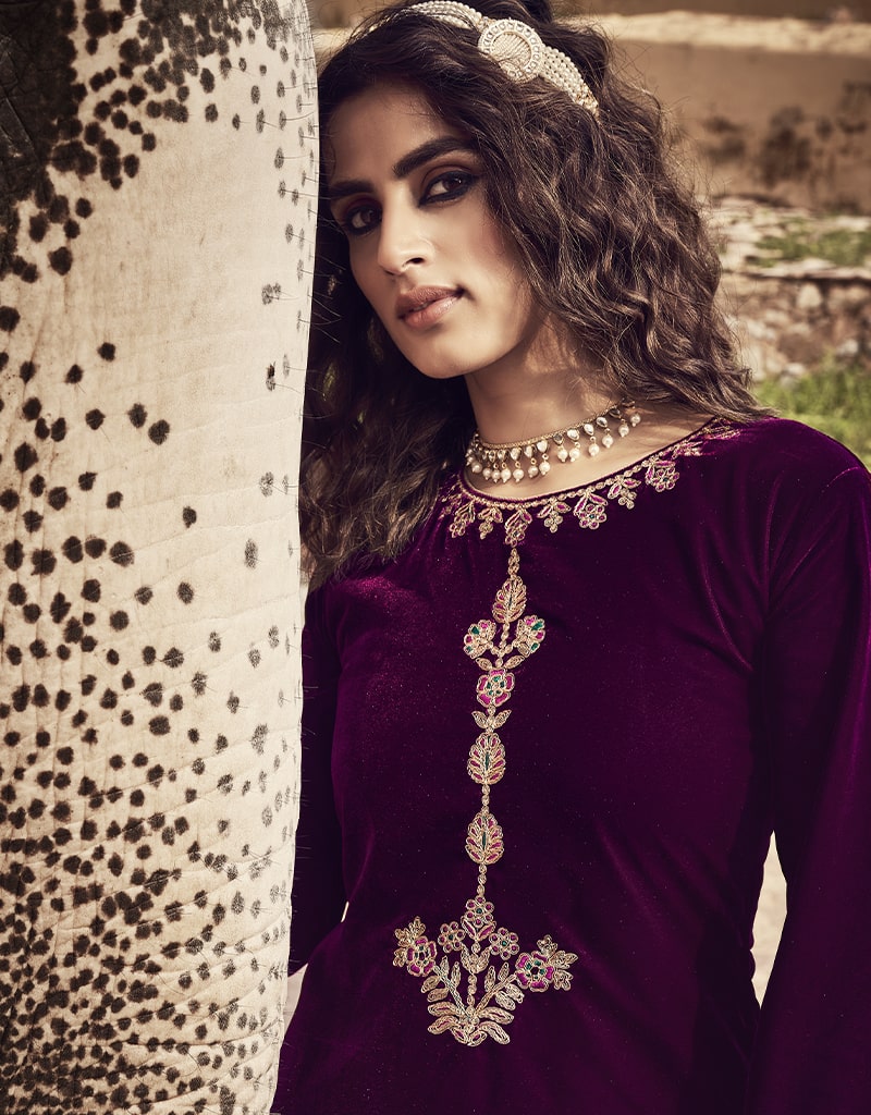 Designer Glorious Purple Party Style Palazzo Salwar Suit