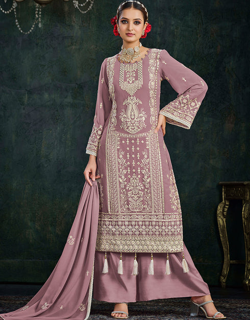 Turkish Rose Faux Georgette Palazzo Straight