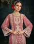 Turkish Rose Faux Georgette Palazzo Straight Back View
