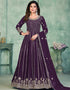 Purple Taupe Faux Georgette Pant Anarkali