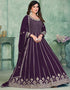 Purple Taupe Faux Georgette Pant Anarkali Closure View