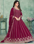 Wine Red Faux Georgette Pant Anarkali Closure View