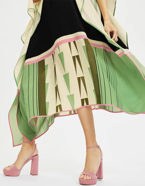 Black And Beige Latest Soft Silk Crepe Kaftan Buy silk kaftan online