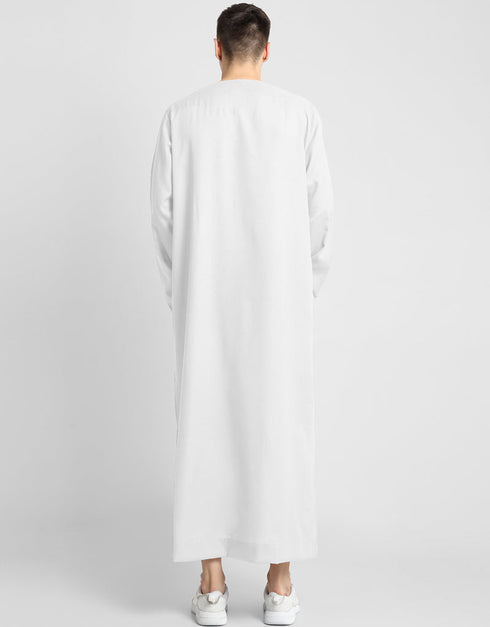 White Thobes Cotton Blend Plain Solid Work Closure View