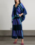 Designer Readymade Co-Ord Sets With Pockets Dusk Blue Soft Silk Crepe Pant Suit Close-up View