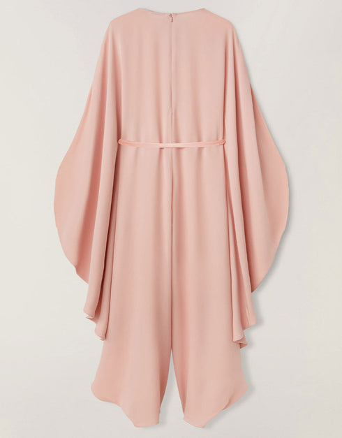 oyster pink korean bsy trendy designer party wear jumpsuit + belt digital printed work details for dress jsdc-7028 Side View