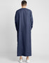 Navy Blue Thobes Cotton Blend Plain Solid Work Closure View