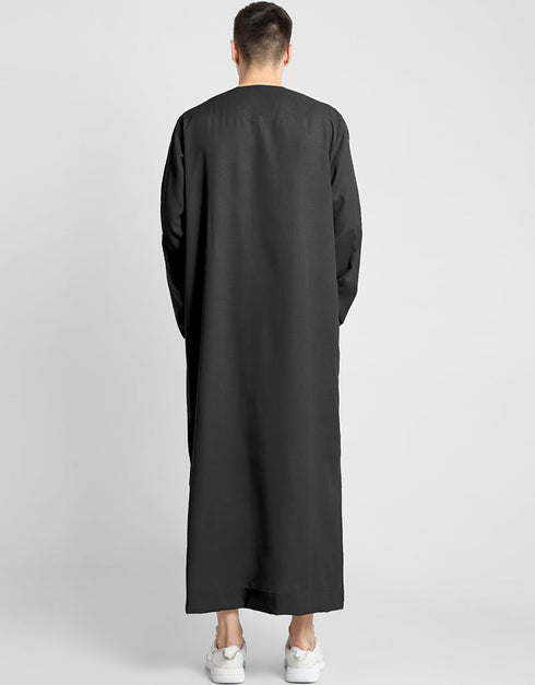 Black Thobes Cotton Blend Plain Solid Work Closure View