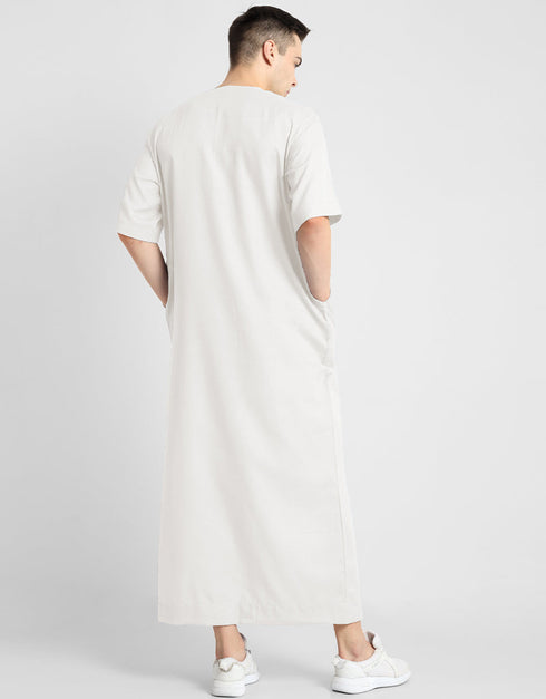 White Thobes Cotton Blend Plain Solid Work Closure View