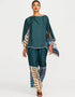 Teal Fancy Soft Satin Silk Kaftan Co-Ord Set Buy Luxury Silk Kaftan