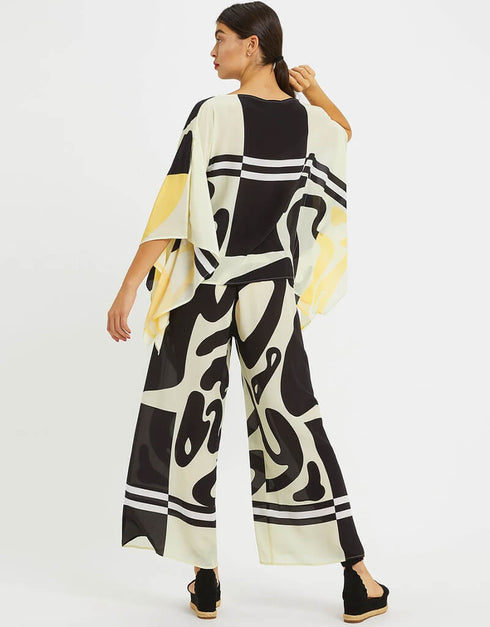 Black Fancy Soft Silk Crepe Kaftan Co-Ord Set casual kaftan