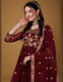Maroon Oak Foux Georgette Pant Anarkali Closure View