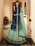 Royal Blue Lehenga style Suits Georgette Salwar Kameez in Embroidery, Stones & Lace Work