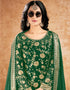 Vibrant Green Sharara style Suits Soft Net With Inner Salwar Kameez in Sequins Embroidery, Stone & Lace Work Closure View