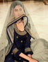 Navy Blue Lehenga style Suits Rangoli Georgette Salwar Kameez in Embroidery, Stones & Lace Work Closure View