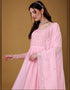 Soft Pink Foux Georgette Pant Anarkali Closure View