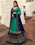 Sea Green Lehenga style Suits Rangoli Georgette Salwar Kameez in Embroidery, Stones & Lace Work