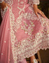 Designer Party Wear Net Salwar Suit Collection Tulip Pink Soft Organza Pant Pakistani Suit Back View