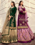 Purple Lehenga style Suits Georgette Salwar Kameez in Embroidery, Stones & Lace Work Closure View Embroidery Back side View