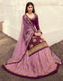 Purple Lehenga style Suits Georgette Salwar Kameez in Embroidery, Stones & Lace Work Closure View