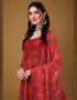 Pale Red Foux Georgette Pant Anarkali Closure View