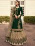 Bottle Green Lehenga style Suits Georgette Salwar Kameez in Embroidery, Stones & Lace Work