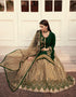 Bottle Green Lehenga style Suits Georgette Salwar Kameez in Embroidery, Stones & Lace Work Closure View Embroidery