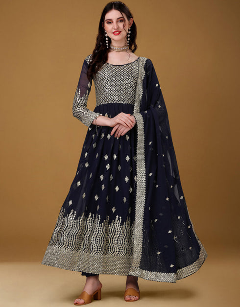 Blue Foux Georgette Pant Anarkali