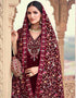 Designer Party Wear Velvet Salwar Suit Collection Dark Maroon Velvet Pant Straight Side View
