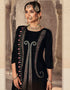 Heavy Designer Wedding Wear Velvet Salwar Suit Almost Black Velvet Pant Straight Close-up View