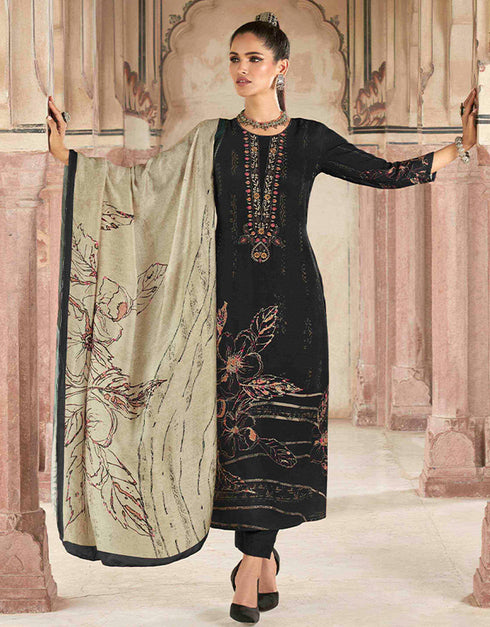 Heavy Designer Wedding Wear Viscose Pashmina Salwar Suit Zeus Viscose Pashmina Pant Straight Front View