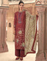 Heavy Designer Wedding Wear Viscose Pashmina Salwar Suit Light Maroon Viscose Pashmina Pant Straight Front View