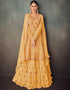 Yellow Lehenga style Suit Semi-Stitched Suits Salwar Kameez in Embroidery, Foil Mirror & Lace Work