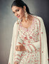 White Lehenga style Suit Semi-Stitched Suits Salwar Kameez in Embroidery, Foil Mirror & Lace Work Closure View