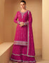 Pink Lehenga style Suit Semi-Stitched Suits Salwar Kameez in Embroidery, Sequins, Foil Mirror & Lace Work