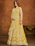 Traditional Function Wear Salwar Suit Collection Orange Gold Net Pant Anarkali Close-up View