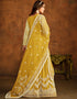 Traditional Function Wear Salwar Suit Collection Orange Gold Net Pant Anarkali Back View