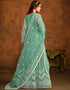 Traditional Function Wear Salwar Suit Collection Viridian Green Net Pant Anarkali Back View